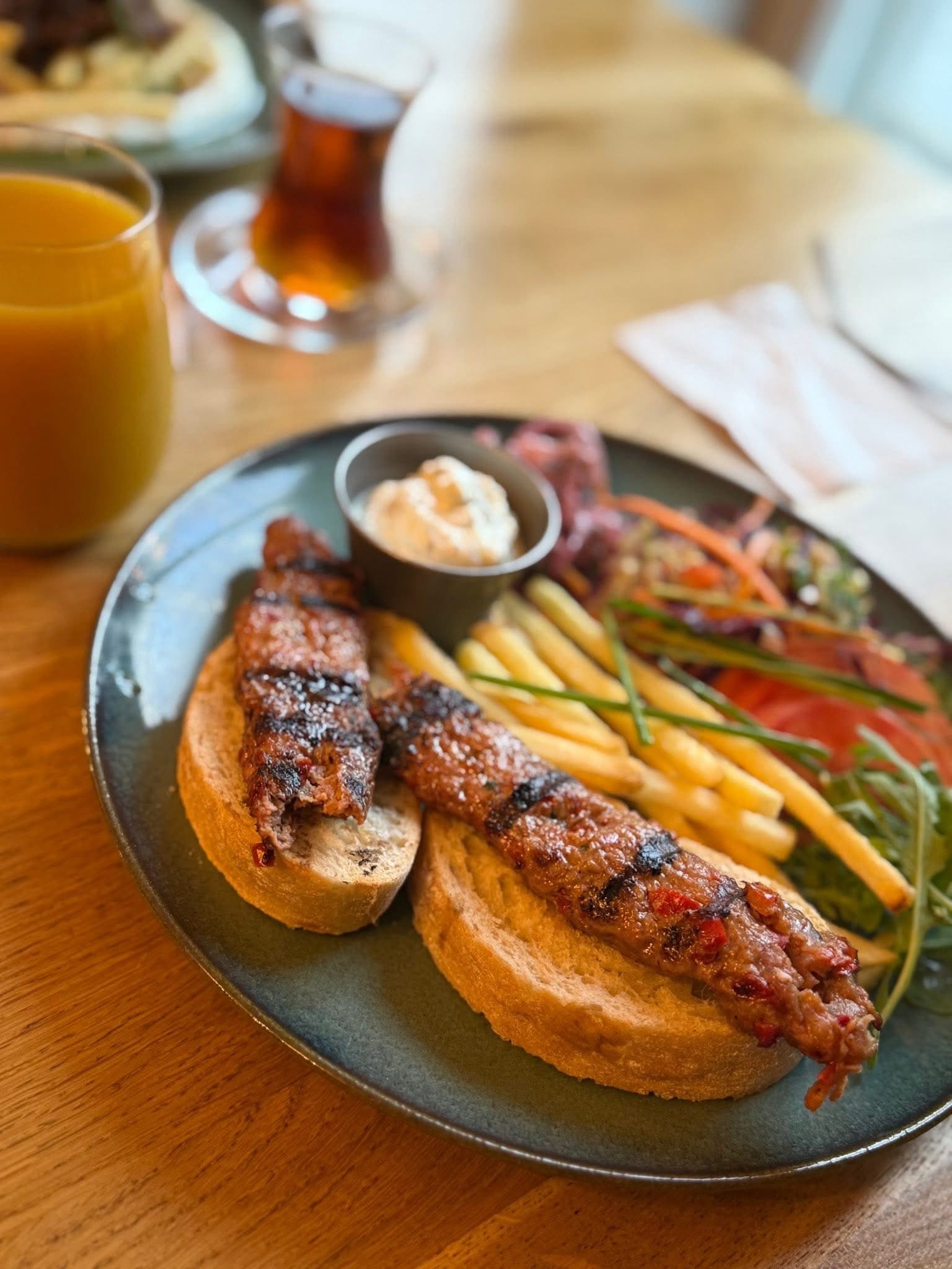 Adana plate with lavaş and fries